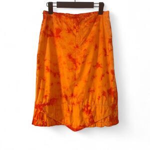XCVI Tie-dyed Shirttail Cotton Orange Skirt